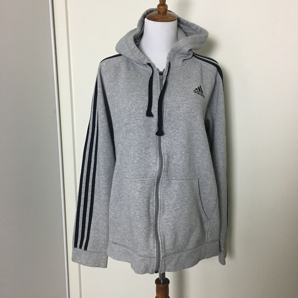 Adidas Essential 3 Stripes Full Zip Hoodie Sz M